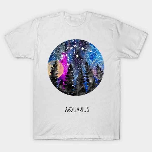 Aquarius Constellation, Aquarius T-Shirt by RosaliArt